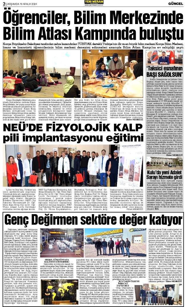 18 Aralık 2024 Yeni Meram Gazetesi
