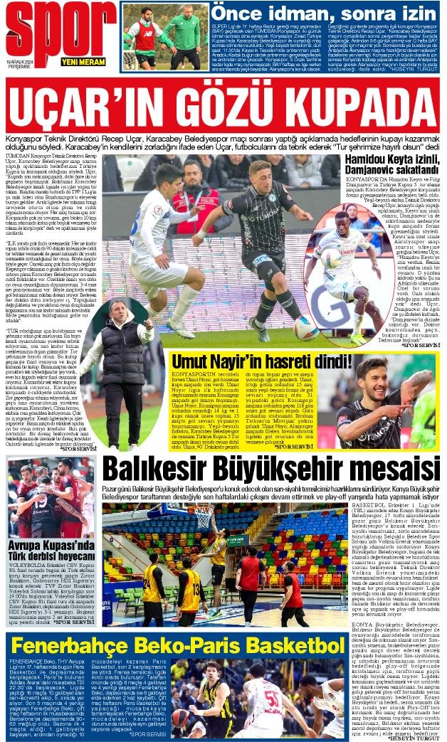 19 Aralık 2024 Yeni Meram Gazetesi
