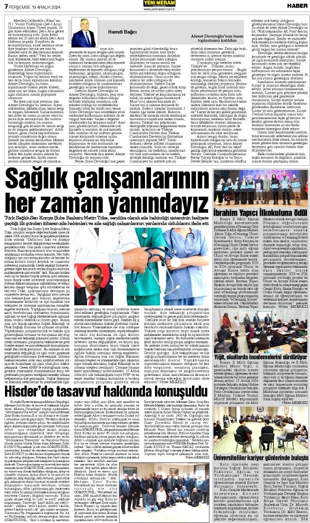 19 Aralık 2024 Yeni Meram Gazetesi
