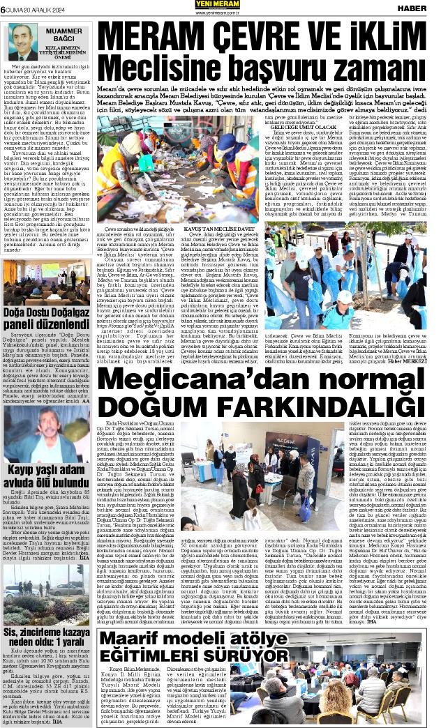 20 Aralık 2024 Yeni Meram Gazetesi
