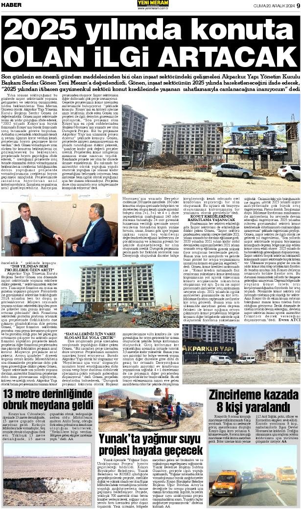 20 Aralık 2024 Yeni Meram Gazetesi
