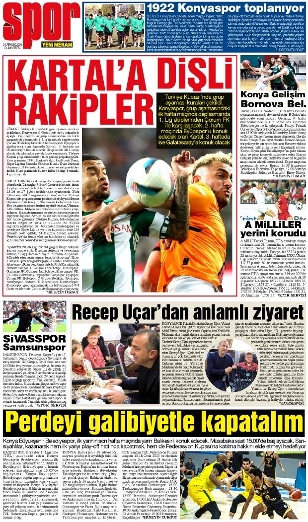 21 Aralık 2024 Yeni Meram Gazetesi