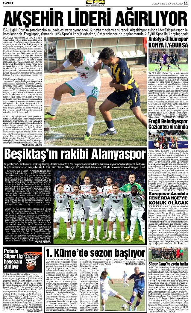 21 Aralık 2024 Yeni Meram Gazetesi