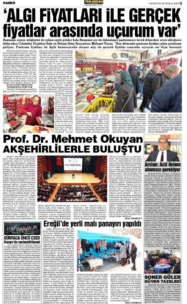 23 Aralık 2024 Yeni Meram Gazetesi
