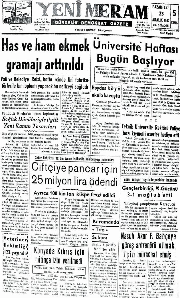 23 Aralık 2024 Yeni Meram Gazetesi
