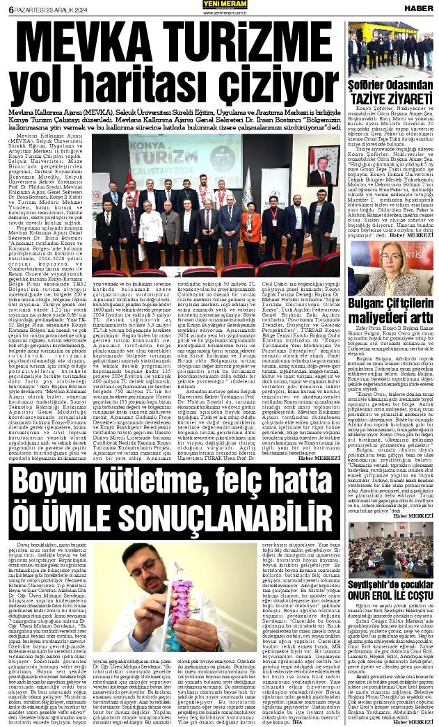 23 Aralık 2024 Yeni Meram Gazetesi
