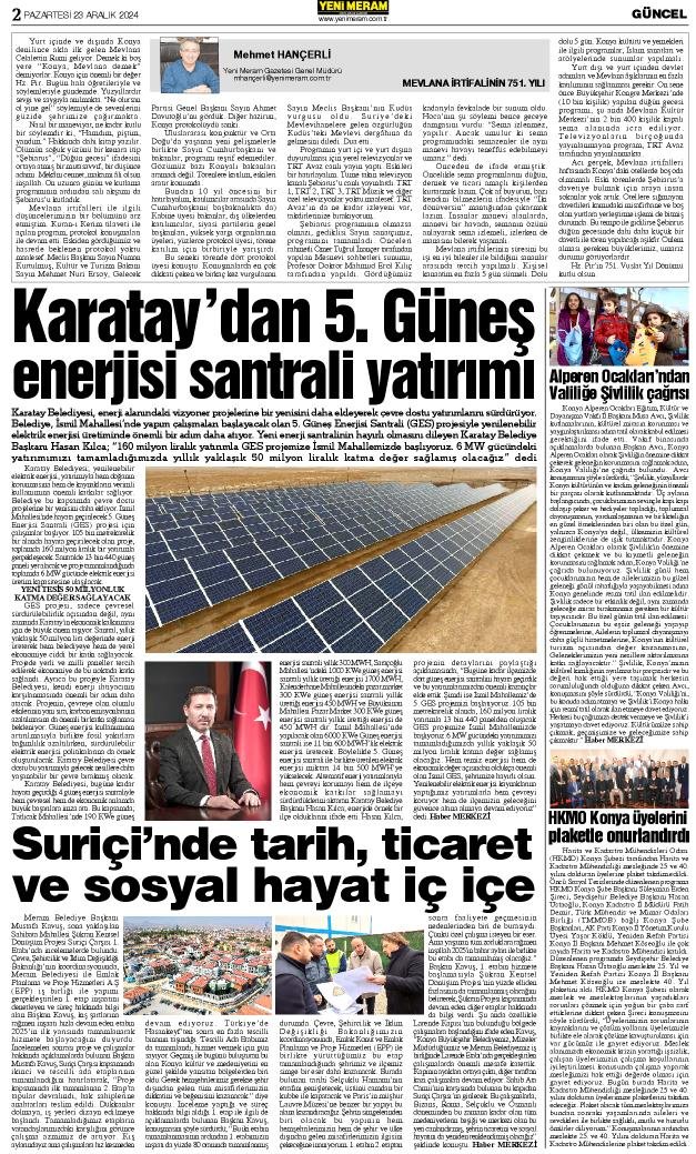 23 Aralık 2024 Yeni Meram Gazetesi
