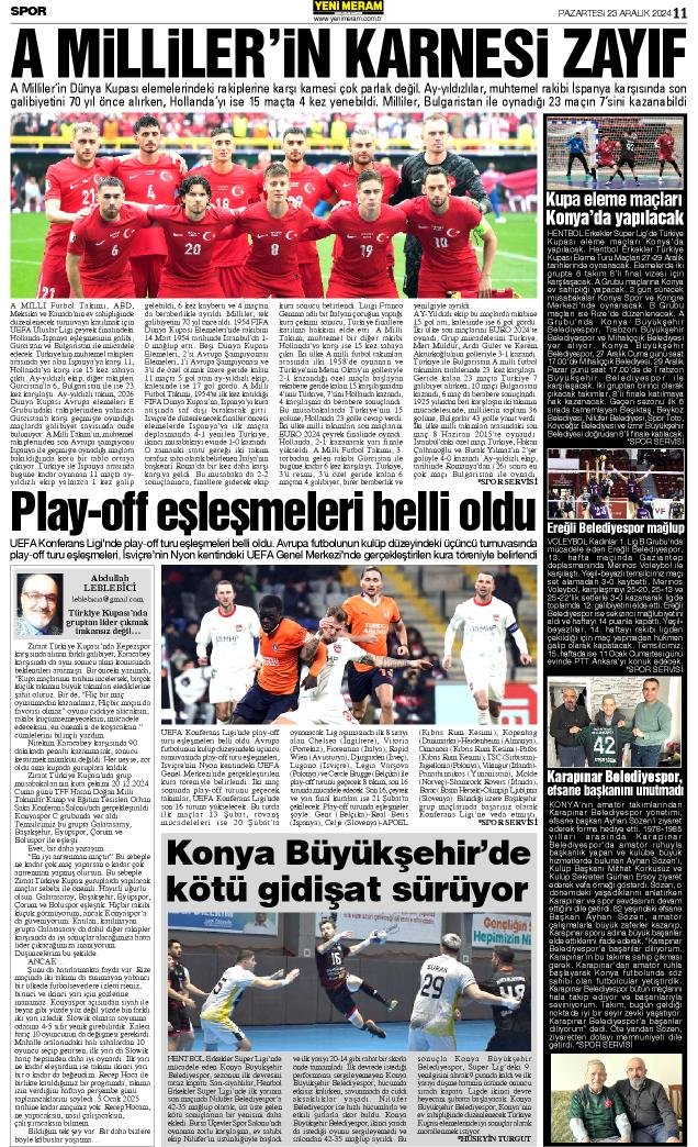 23 Aralık 2024 Yeni Meram Gazetesi
