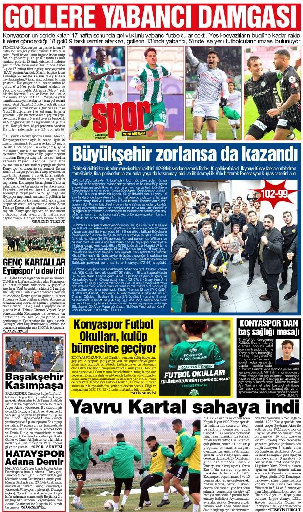 23 Aralık 2024 Yeni Meram Gazetesi
