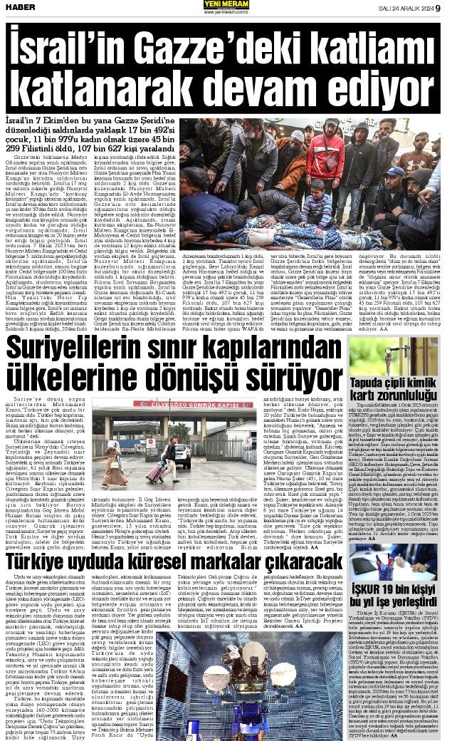 24 Aralık 2024 Yeni Meram Gazetesi
