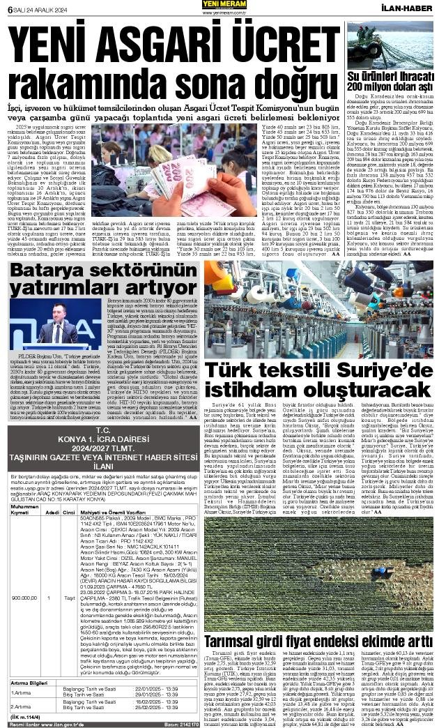 24 Aralık 2024 Yeni Meram Gazetesi
