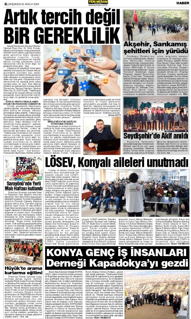 25 Aralık 2024 Yeni Meram Gazetesi