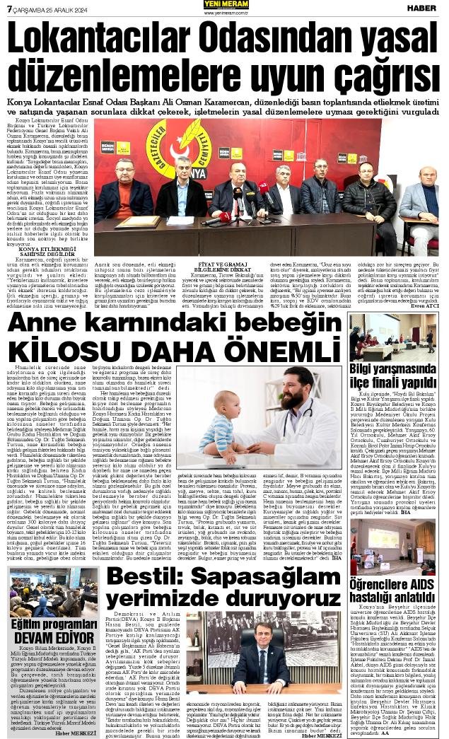 25 Aralık 2024 Yeni Meram Gazetesi