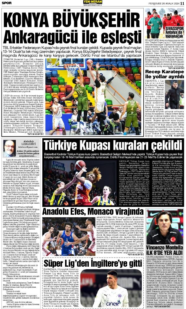 26 Aralık 2024 Yeni Meram Gazetesi
