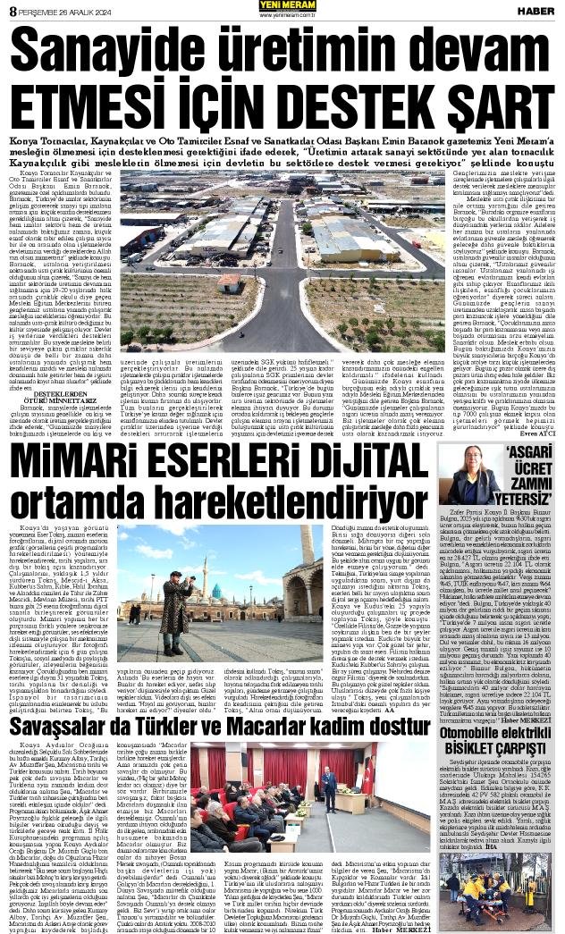 26 Aralık 2024 Yeni Meram Gazetesi
