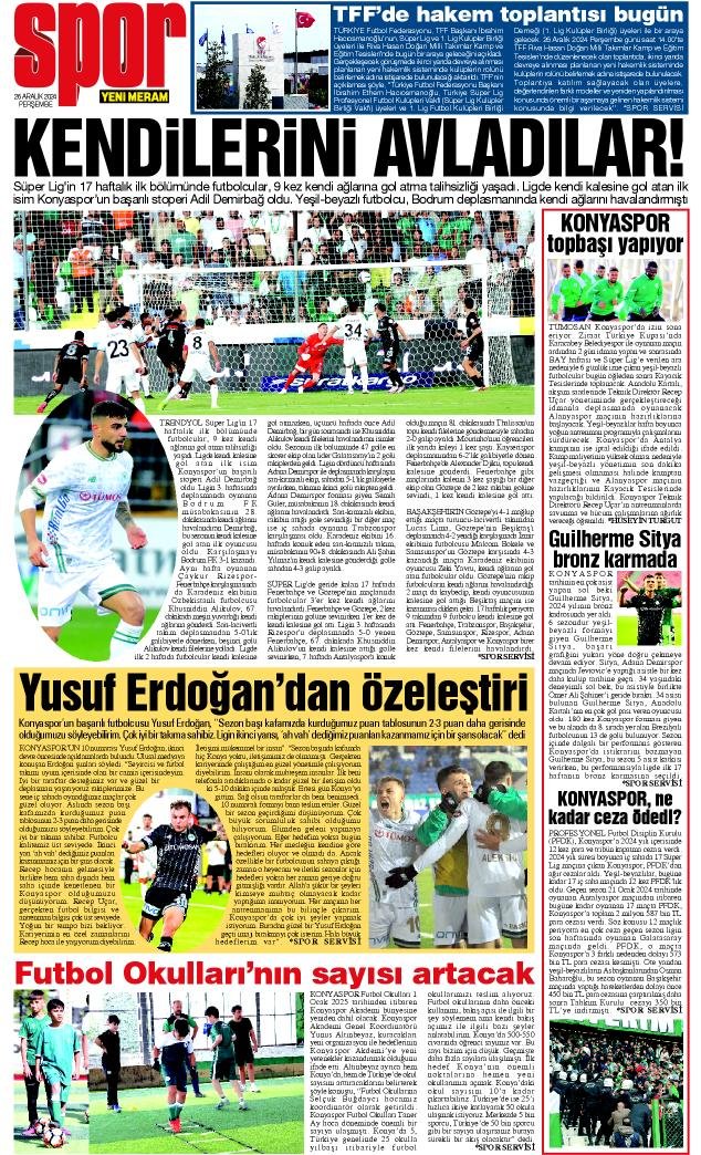 26 Aralık 2024 Yeni Meram Gazetesi
