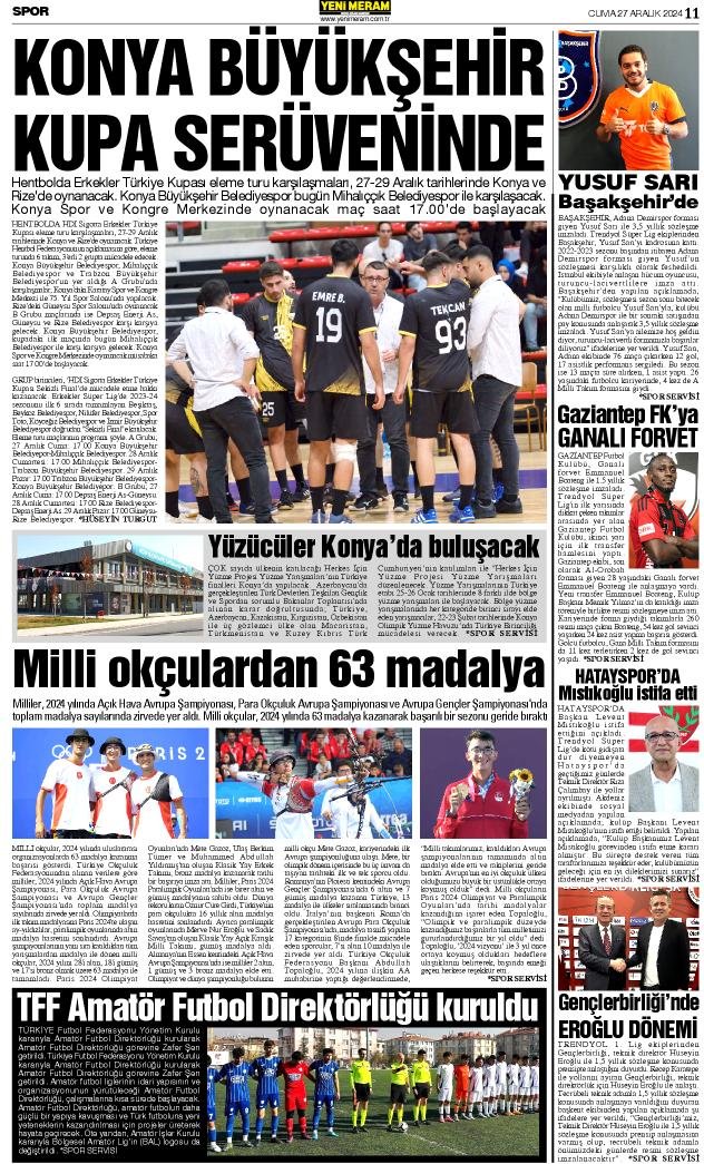 27 Aralık 2024 Yeni Meram Gazetesi
