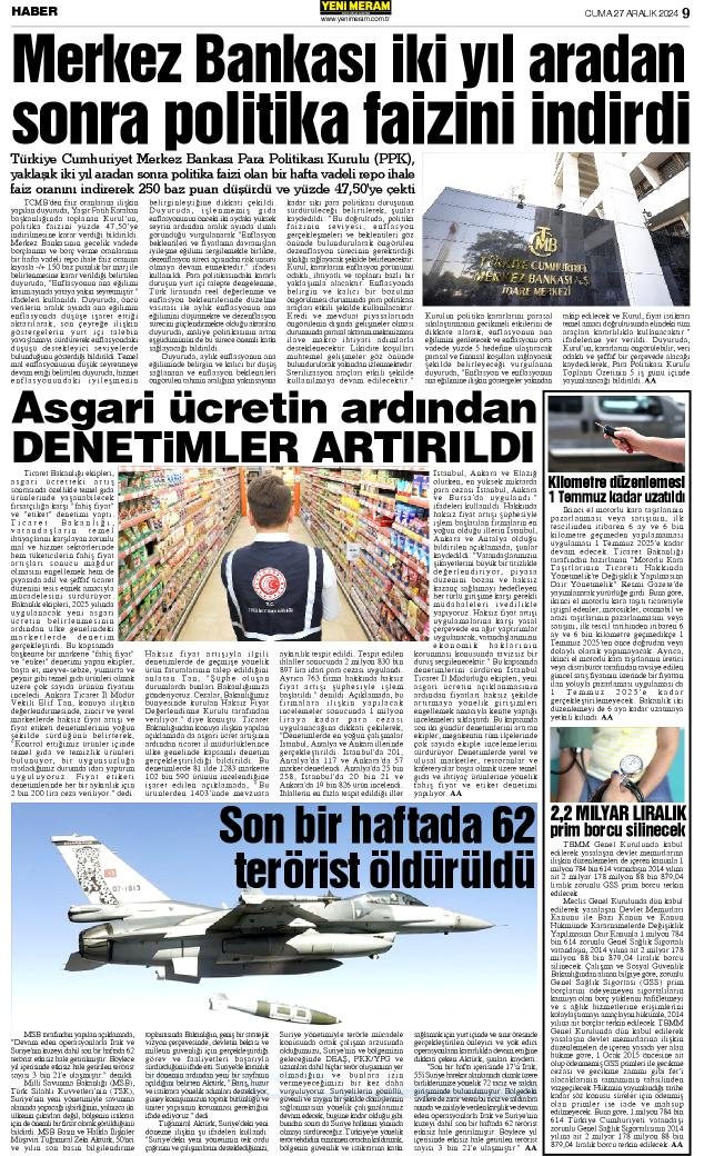 27 Aralık 2024 Yeni Meram Gazetesi
