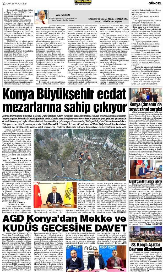 27 Aralık 2024 Yeni Meram Gazetesi
