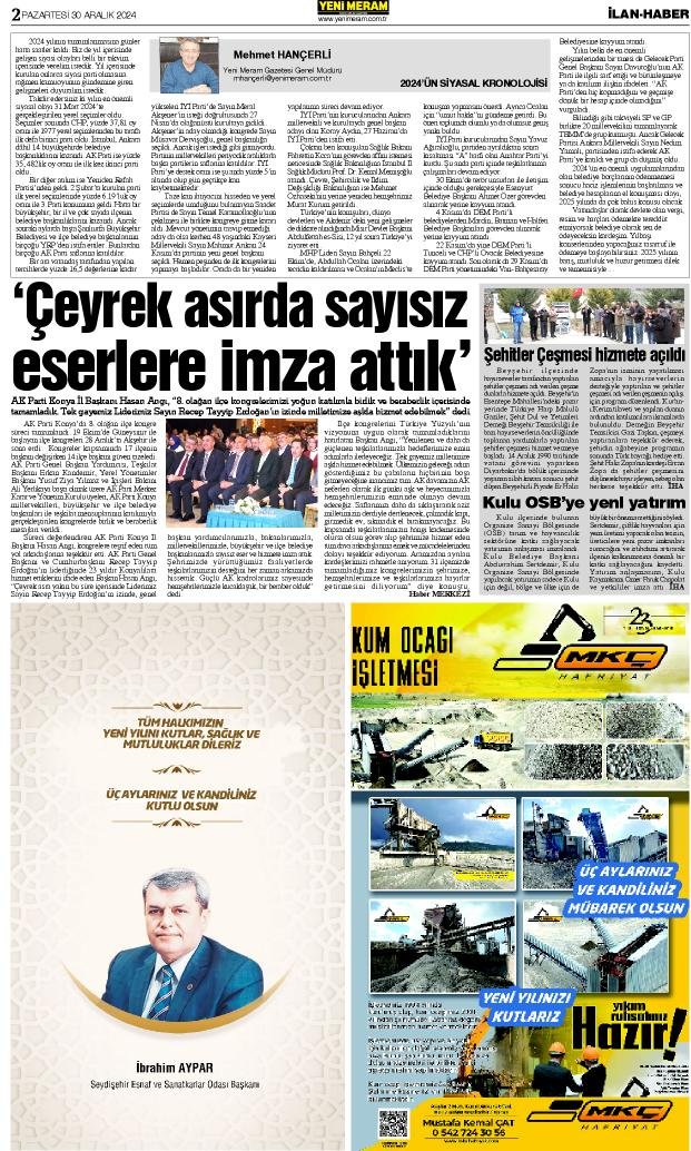 30 Aralık 2024 Yeni Meram Gazetesi
