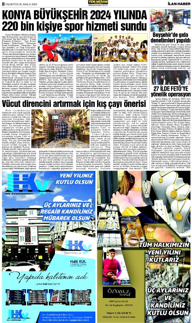 30 Aralık 2024 Yeni Meram Gazetesi
