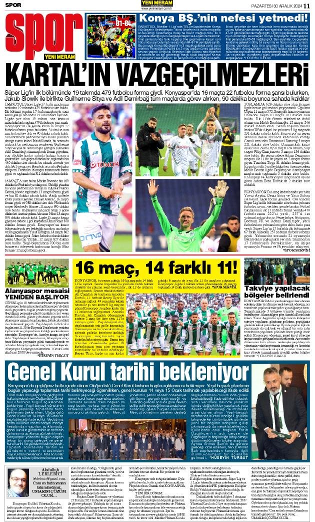 30 Aralık 2024 Yeni Meram Gazetesi
