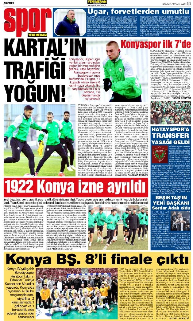 31 Aralık 2024 Yeni Meram Gazetesi
