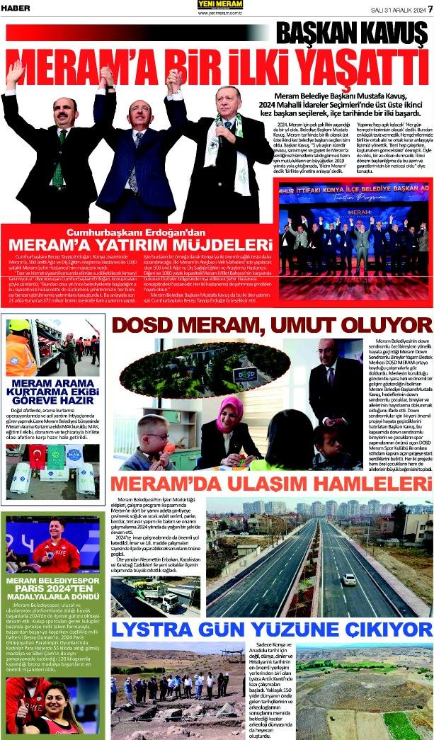 31 Aralık 2024 Yeni Meram Gazetesi
