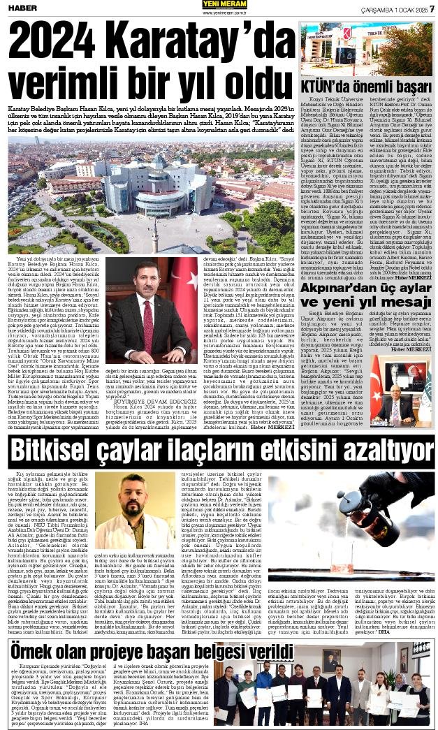 1 Ocak 2025 Yeni Meram Gazetesi
