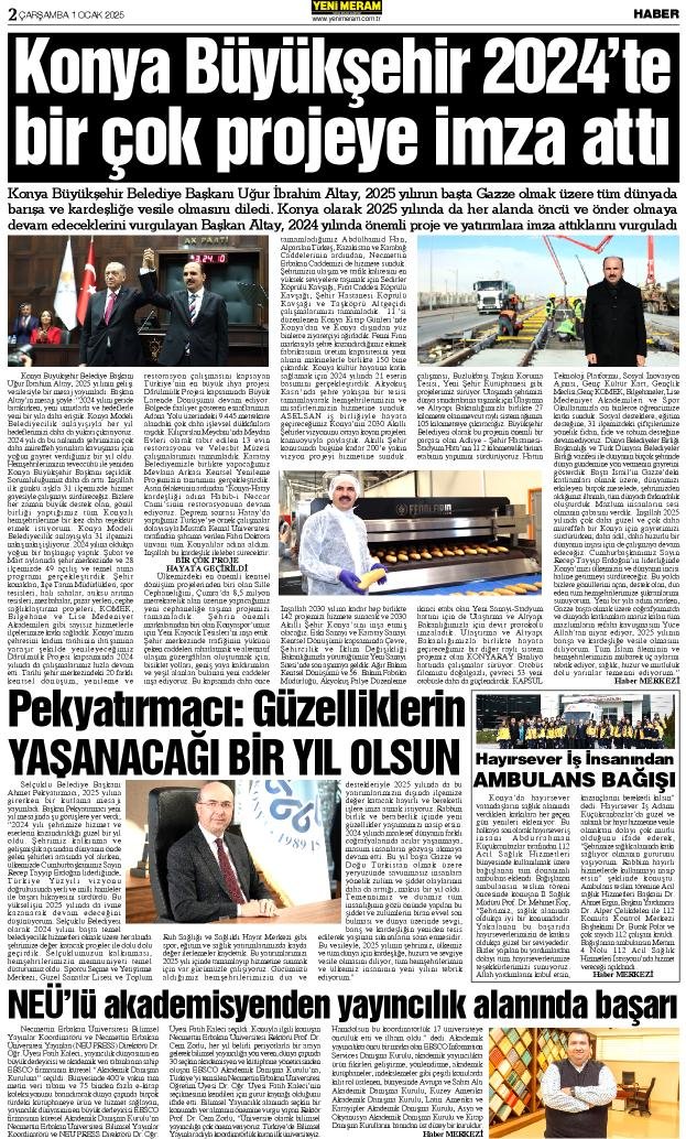 1 Ocak 2025 Yeni Meram Gazetesi
