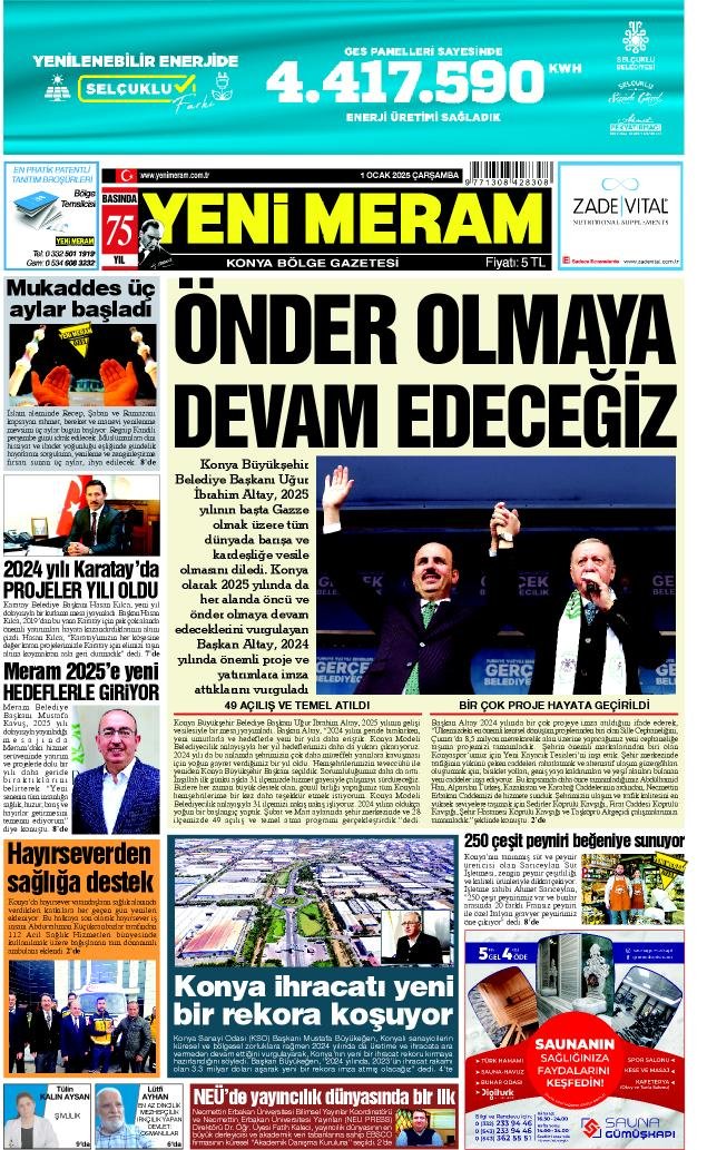 1 Ocak 2025 Yeni Meram Gazetesi
