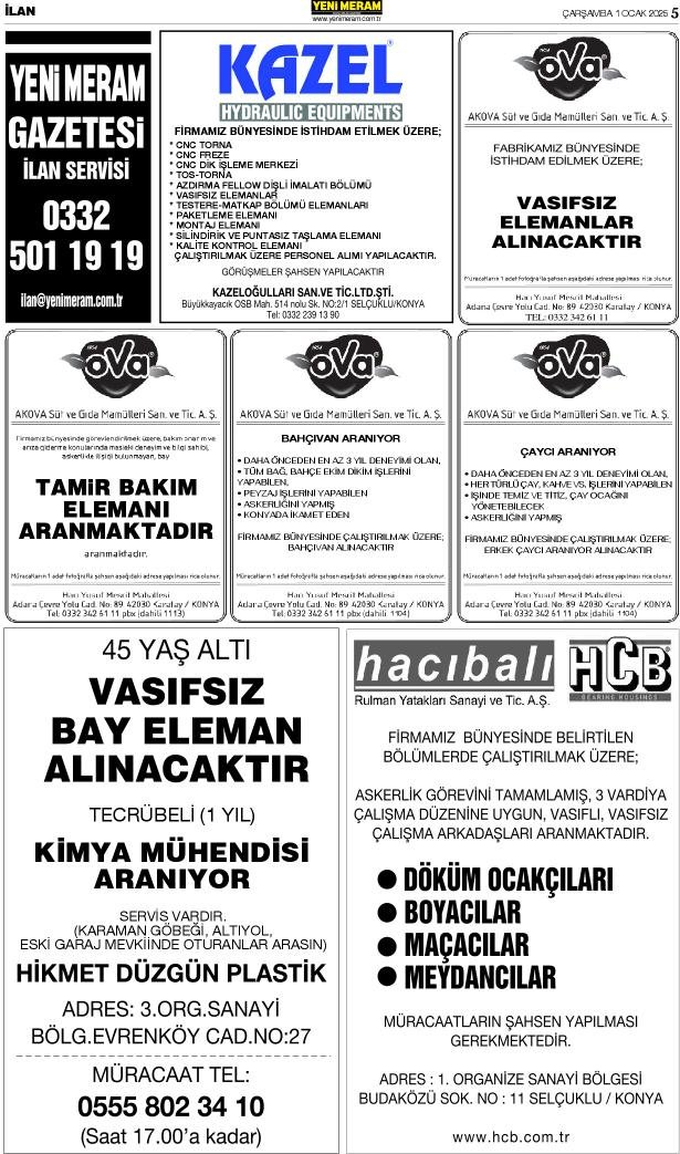 1 Ocak 2025 Yeni Meram Gazetesi
