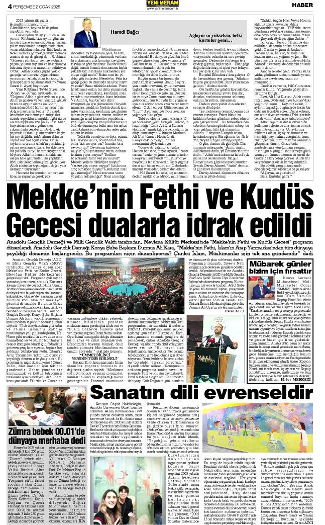 2 Ocak 2025 Yeni Meram Gazetesi
