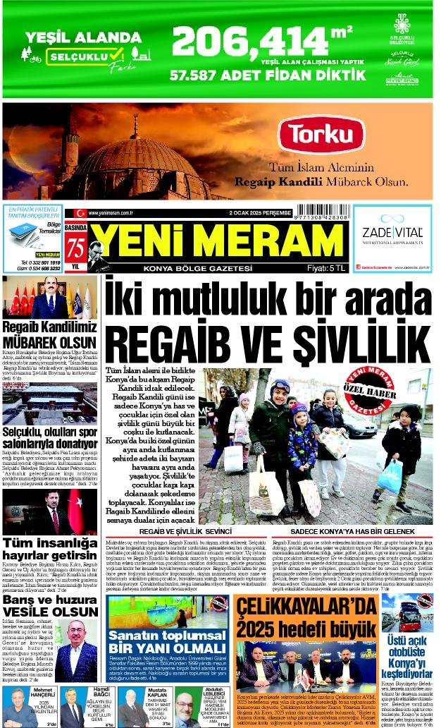 2 Ocak 2025 Yeni Meram Gazetesi
