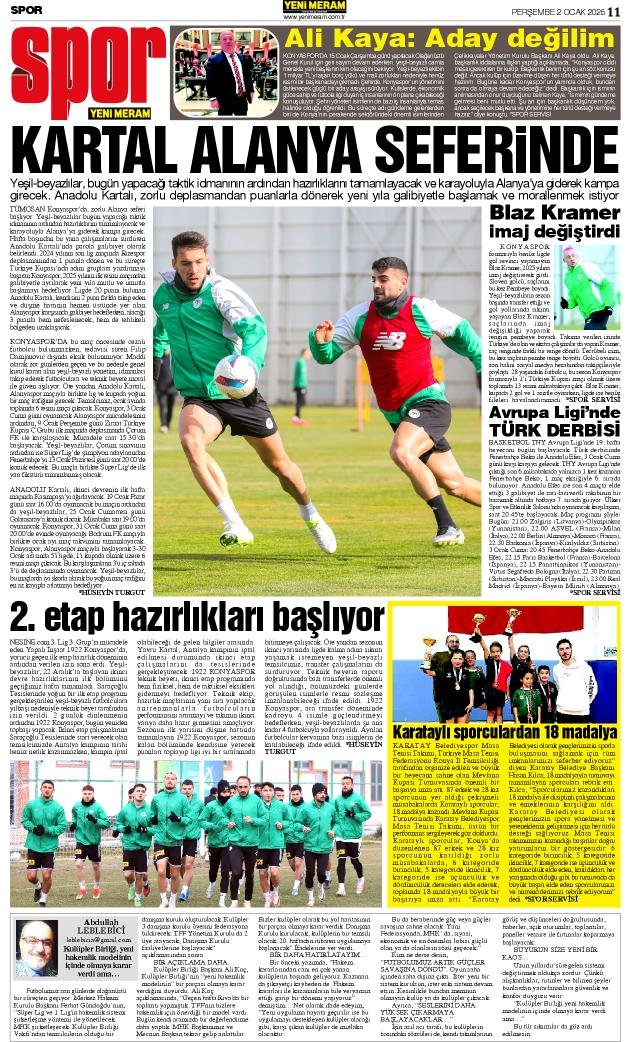 2 Ocak 2025 Yeni Meram Gazetesi
