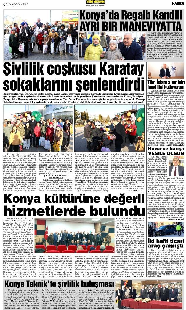 3 Ocak 2025 Yeni Meram Gazetesi
