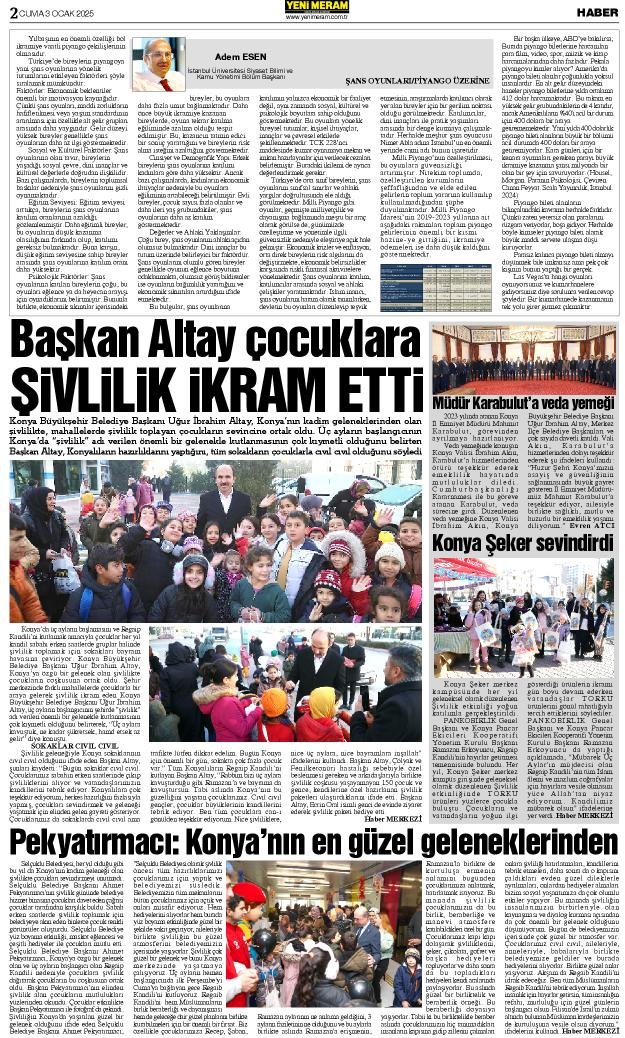 3 Ocak 2025 Yeni Meram Gazetesi
