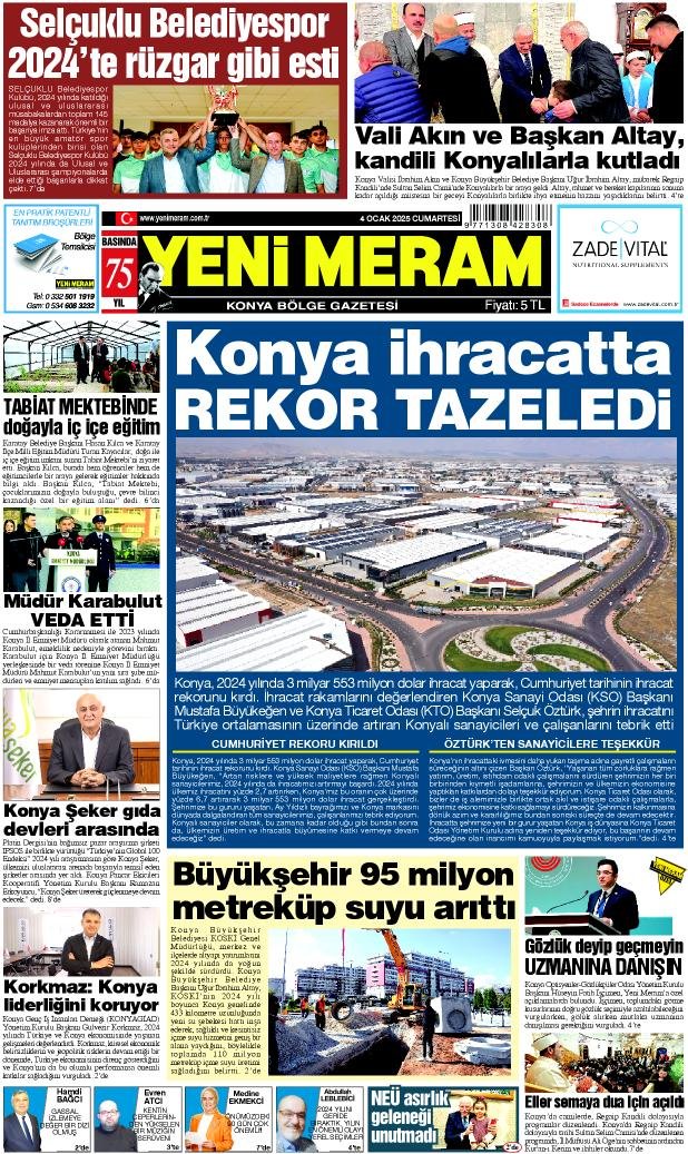 4 Ocak 2025 Yeni Meram Gazetesi