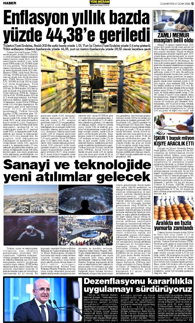 4 Ocak 2025 Yeni Meram Gazetesi