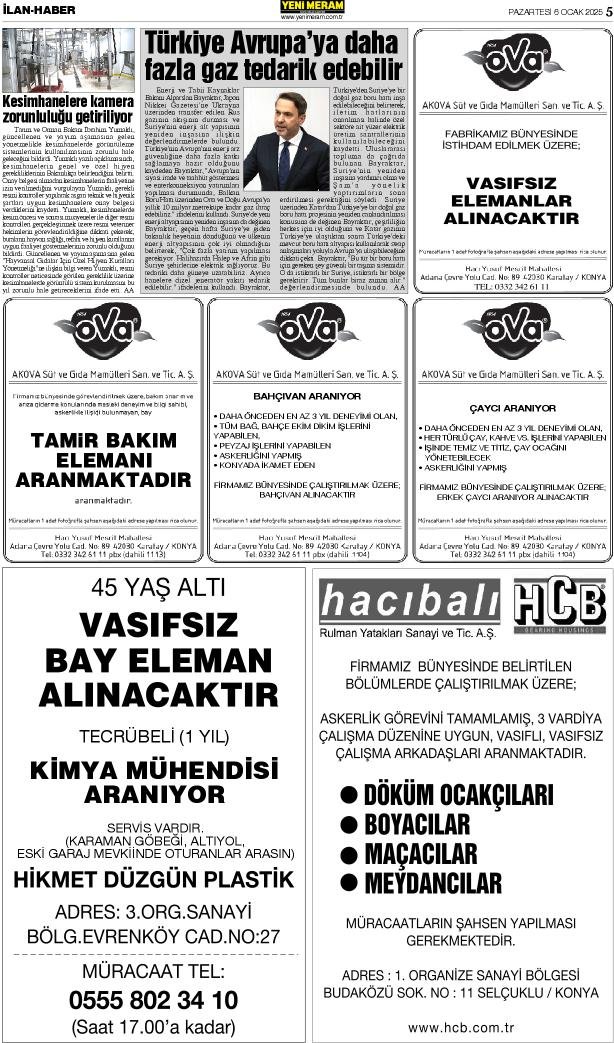 6 Ocak 2025 Yeni Meram Gazetesi
