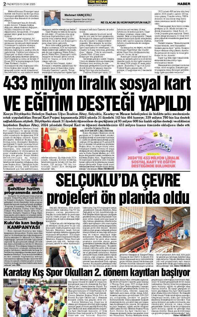 6 Ocak 2025 Yeni Meram Gazetesi
