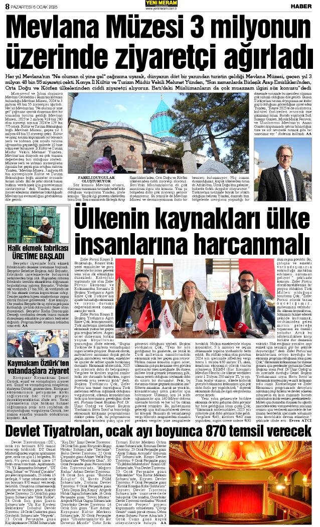 6 Ocak 2025 Yeni Meram Gazetesi
