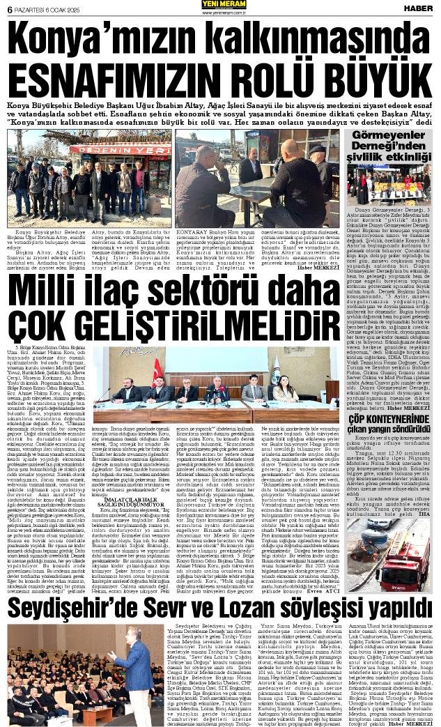 6 Ocak 2025 Yeni Meram Gazetesi
