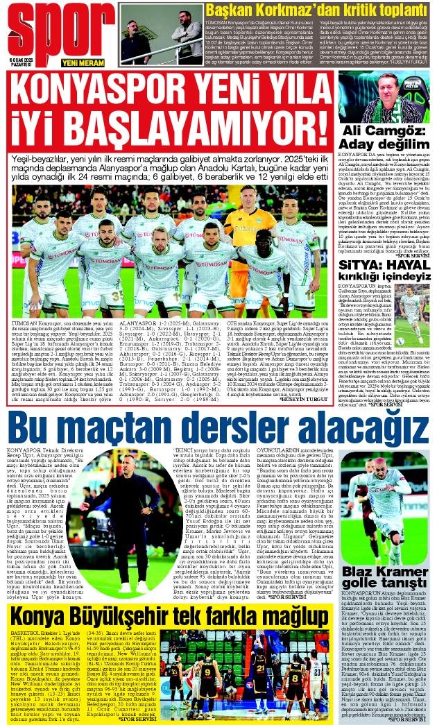 6 Ocak 2025 Yeni Meram Gazetesi
