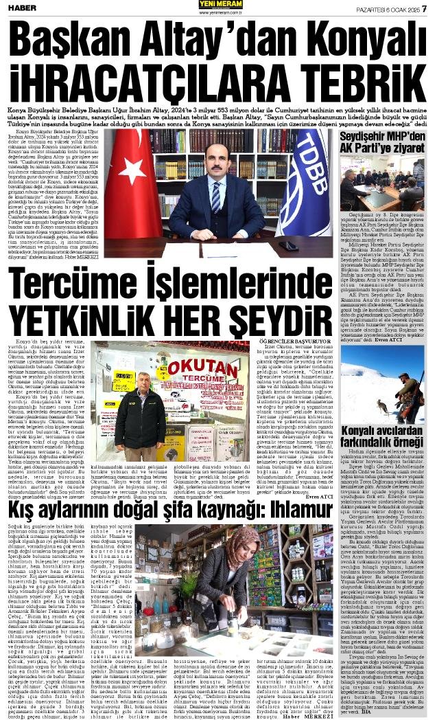 6 Ocak 2025 Yeni Meram Gazetesi
