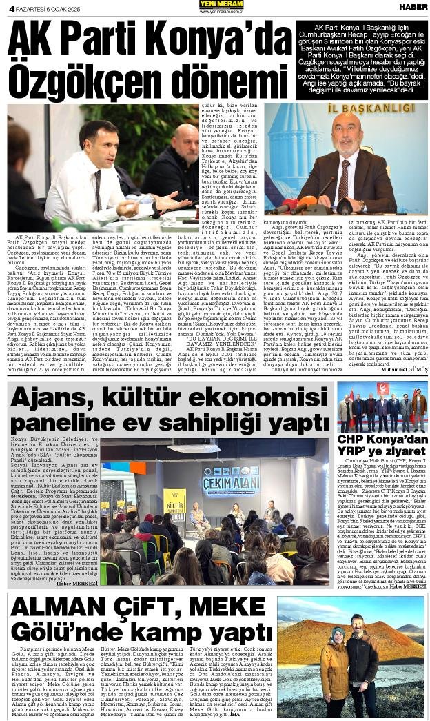 6 Ocak 2025 Yeni Meram Gazetesi
