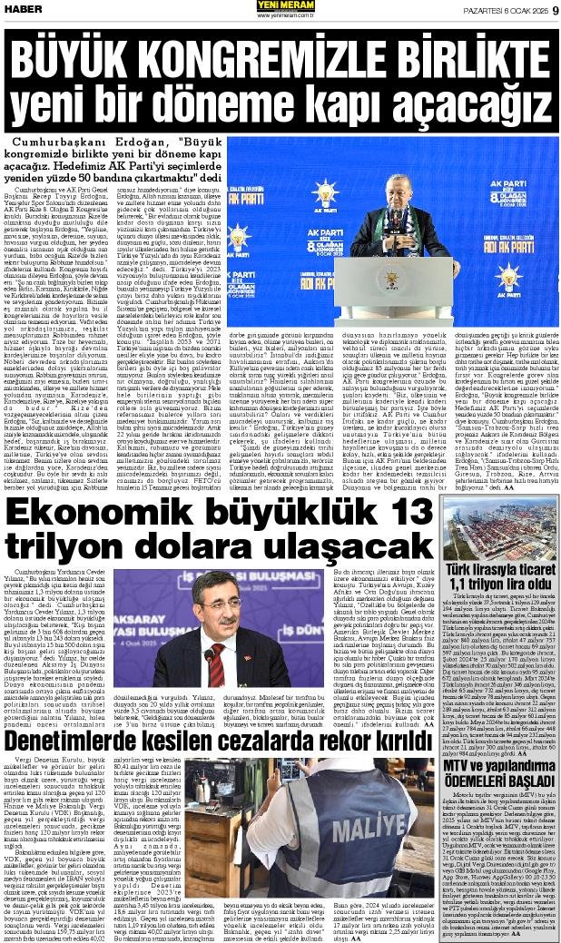 6 Ocak 2025 Yeni Meram Gazetesi
