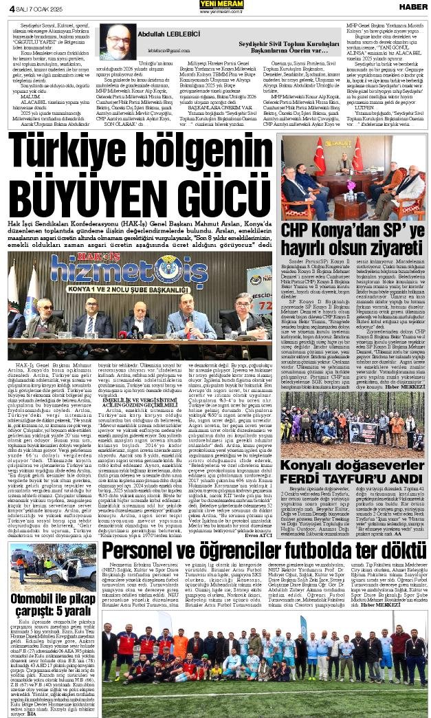 7 Ocak 2025 Yeni Meram Gazetesi
