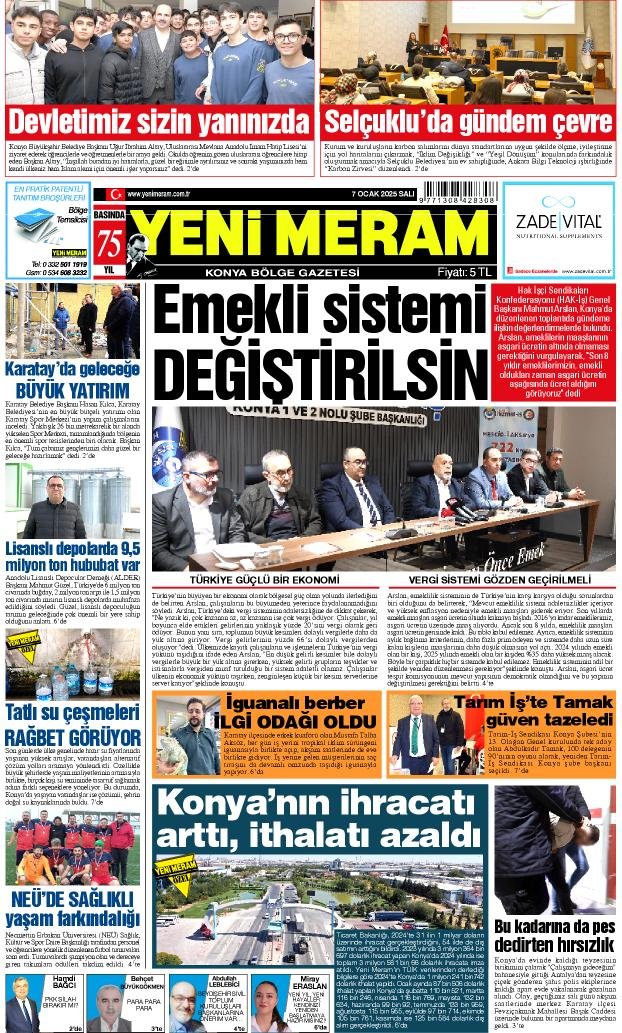 7 Ocak 2025 Yeni Meram Gazetesi
