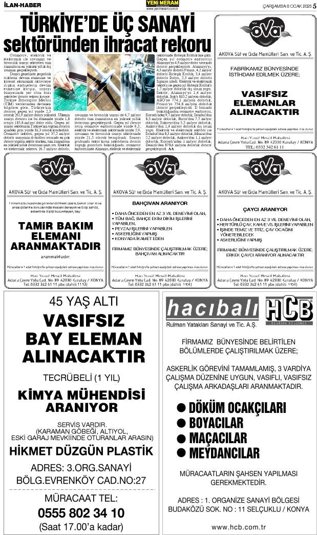 8 Ocak 2025 Yeni Meram Gazetesi
